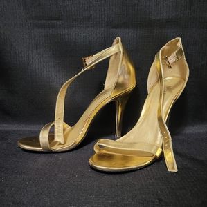 Pierre Dumas Size 8 Metallic Gold Anklestrap Heels